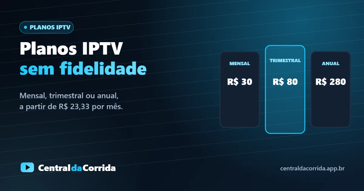 Planos e preços de IPTV: mensal, trimestral e anual sem cobrança automática